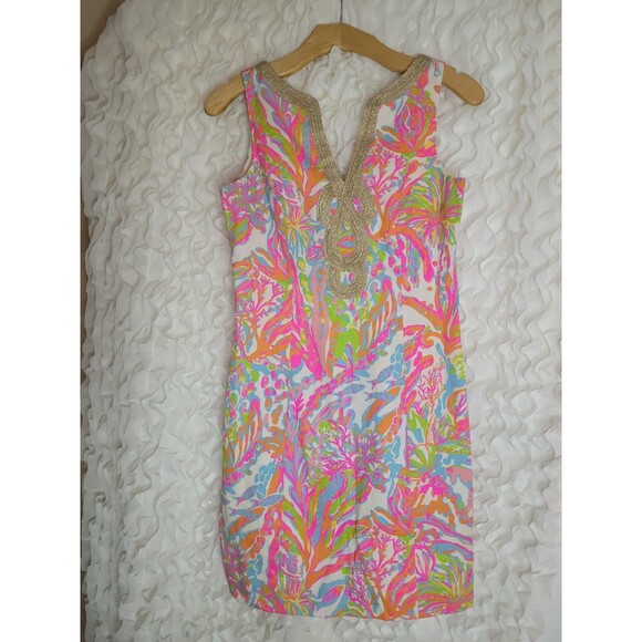 Lilly Pulitzer Janice Shift Dress, Scuba To Cuba Print, Size 2 - Picture 1 of 5